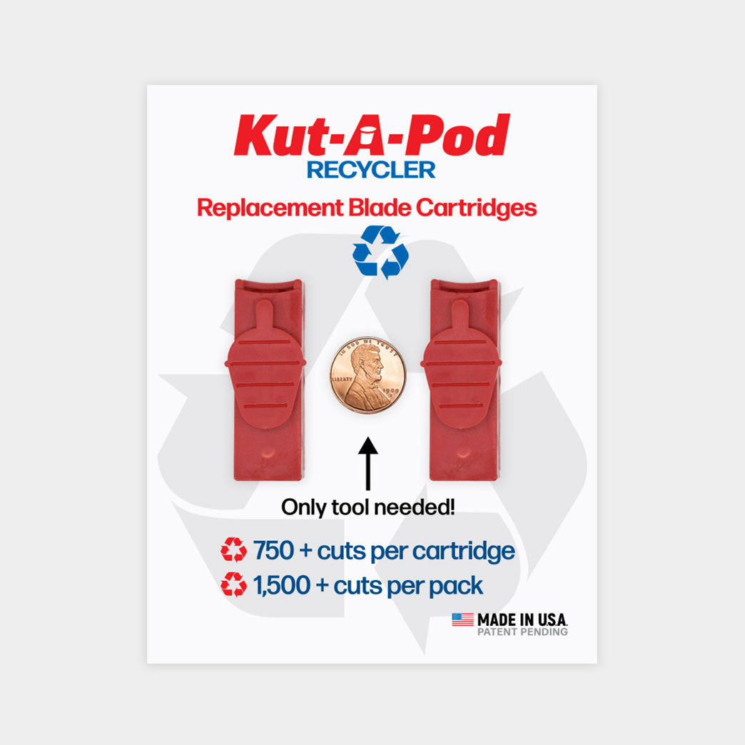 Kut A Pod Recycler is the only K-Cup cutter with a replaceable blade cartridge. The best K-Cup and coffee pod recycling tool.